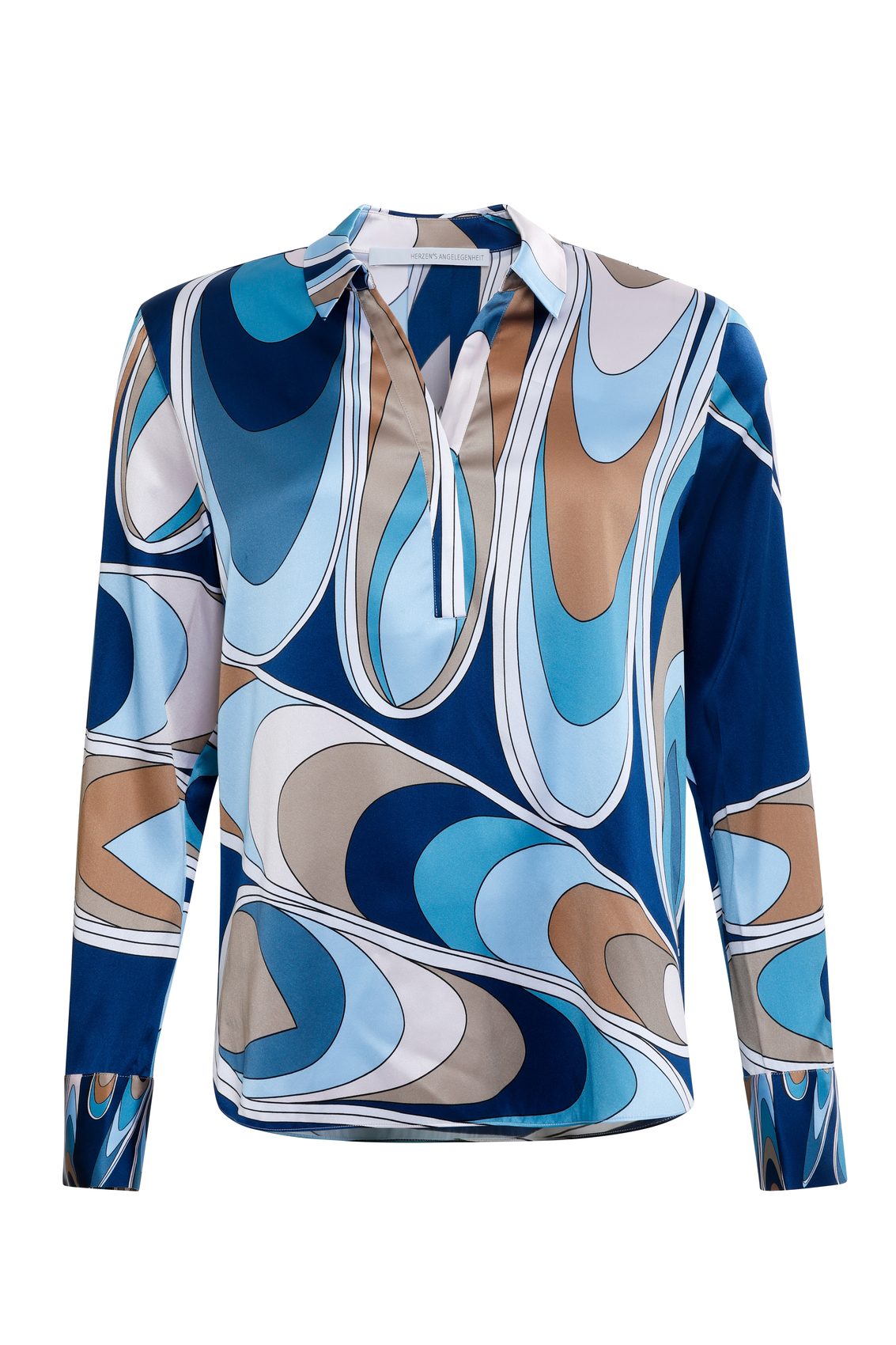 Seidenbluse mit grafischem Print, Produktfotografie